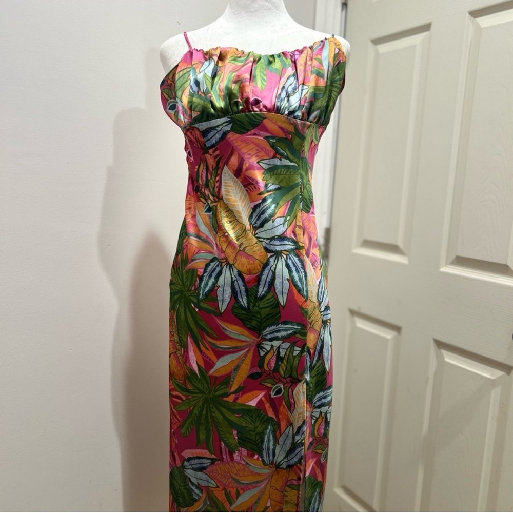 H&M Pink and Red Spaghetti Strap Slip Dress